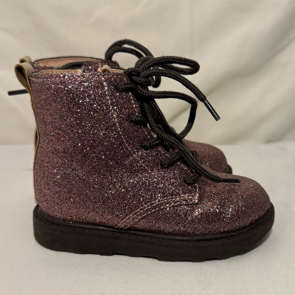 Carter’s ZOLA Pink Glitter Multi Lace Up Zip Combat Boots Toddler Girls Size 7C - Picture 5 of 8